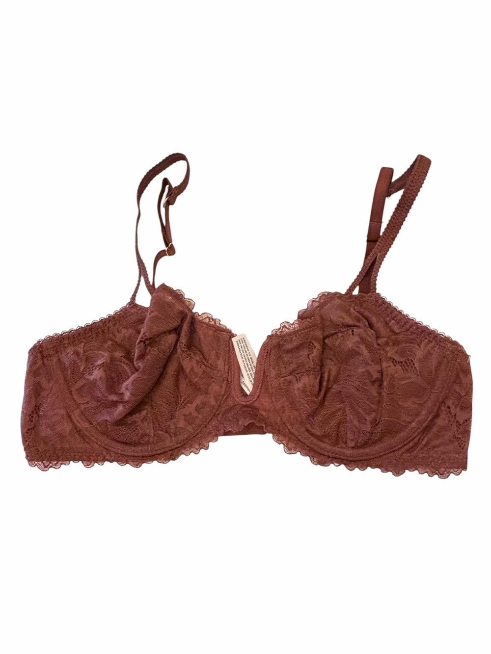 Auden Bra 34B Unlined Balconette Brown Red Underwire NEW Lace